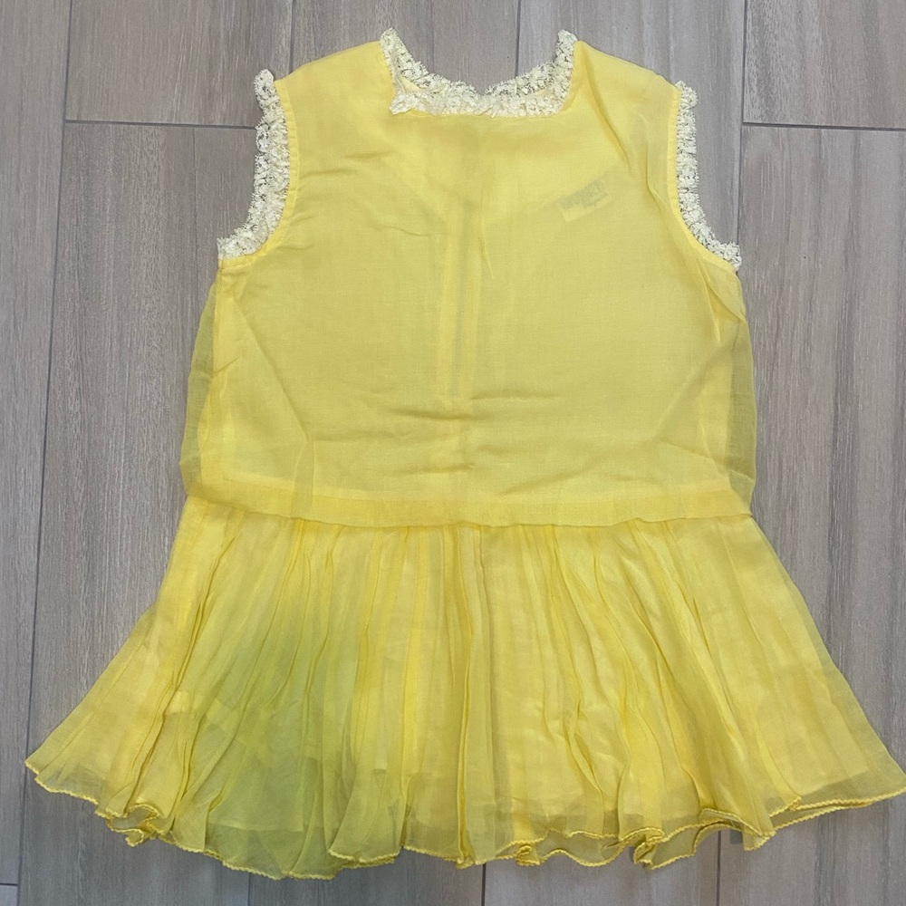 Claire Brookes vintage yellow pleat short sleeve dress girls kids size 5